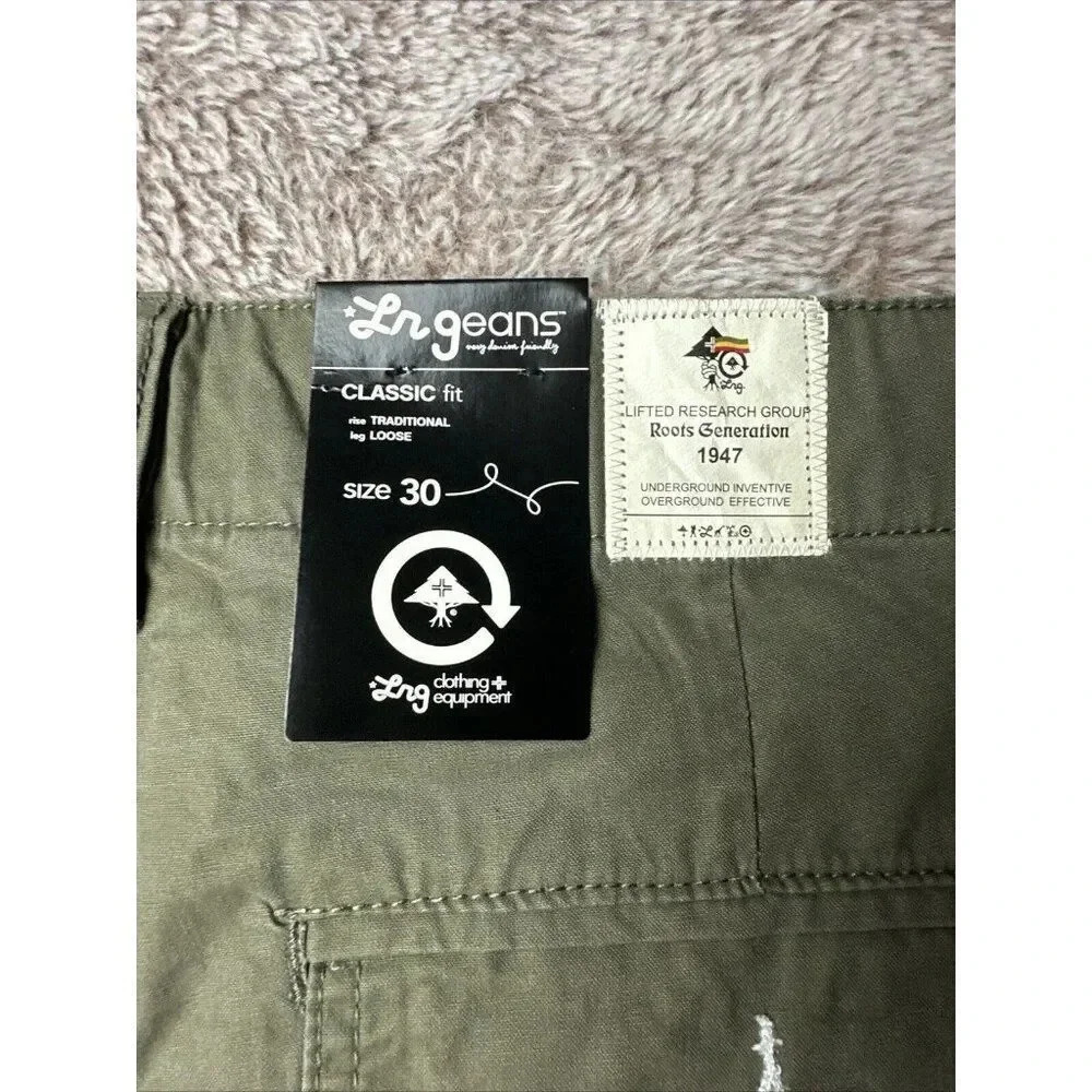 LRG Men’s Lifted Research Group Ripstop Cargo Shorts Green Size 30 New - Picture 9 of 14